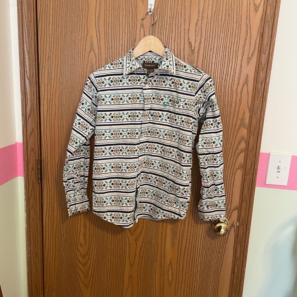 Ariat Boy’s Judge Shirt Teal Pattern